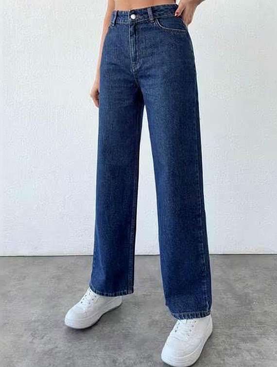 women solid high rise straight jeans - 22376223 -  Standard Image - 2