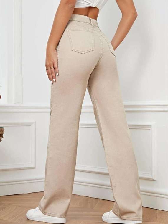 women solid high rise wide leg jeans - 22376226 -  Standard Image - 2