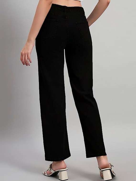 women solid high rise straight jeans - 22376241 -  Standard Image - 2