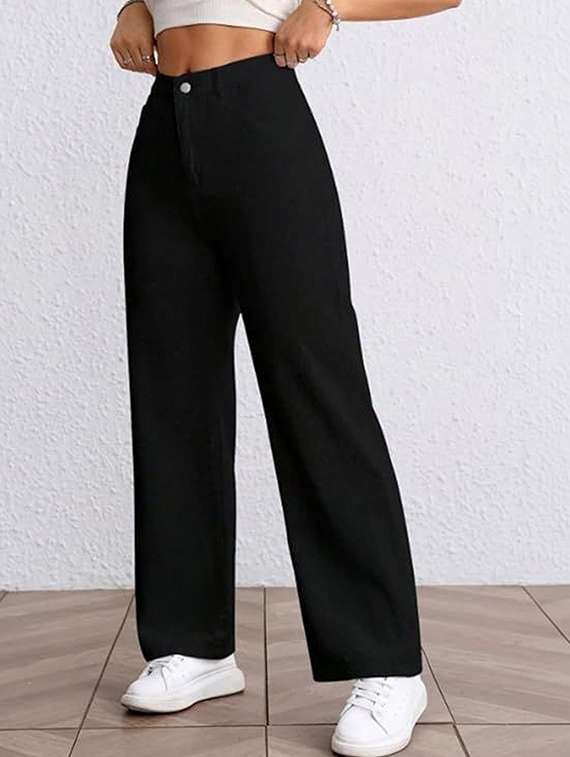 women solid high rise straight jeans - 22376246 -  Standard Image - 2