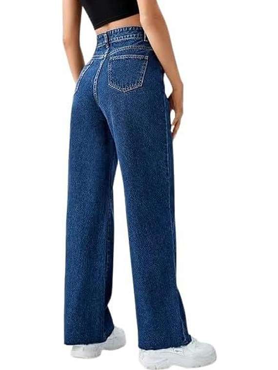 women solid high rise straight jeans - 22376247 -  Standard Image - 2