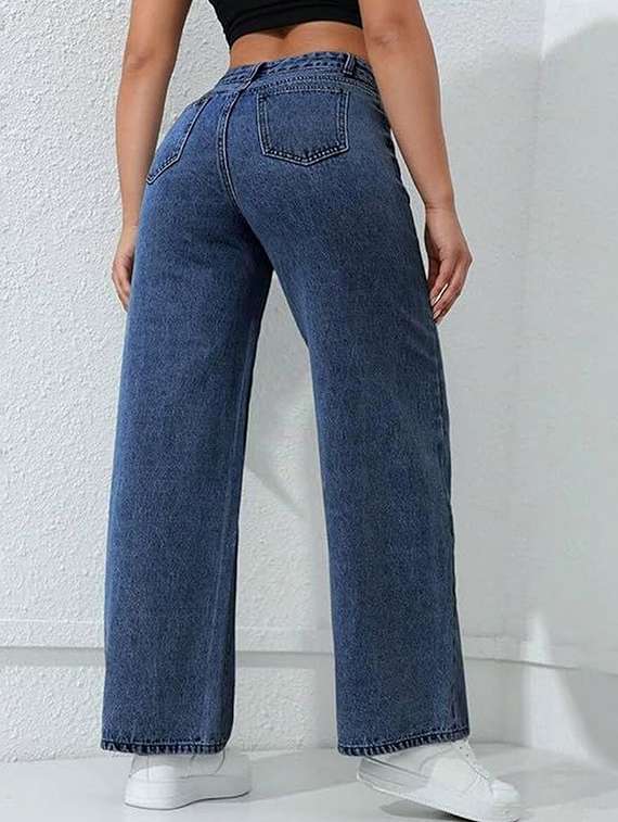 women solid high rise wide leg jeans - 22376252 -  Standard Image - 2