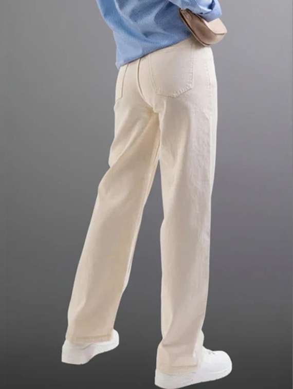 women solid high rise straight jeans - 22376261 -  Standard Image - 2