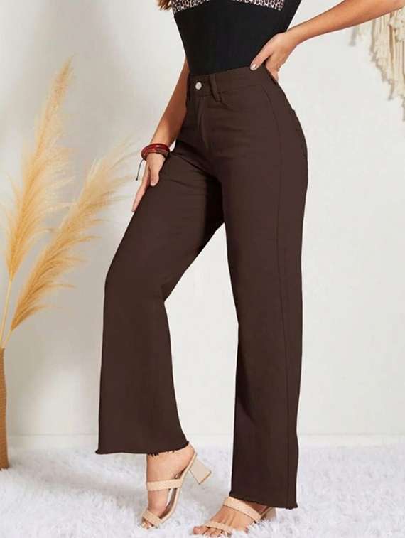 women solid high rise straight jeans - 22376264 -  Standard Image - 2