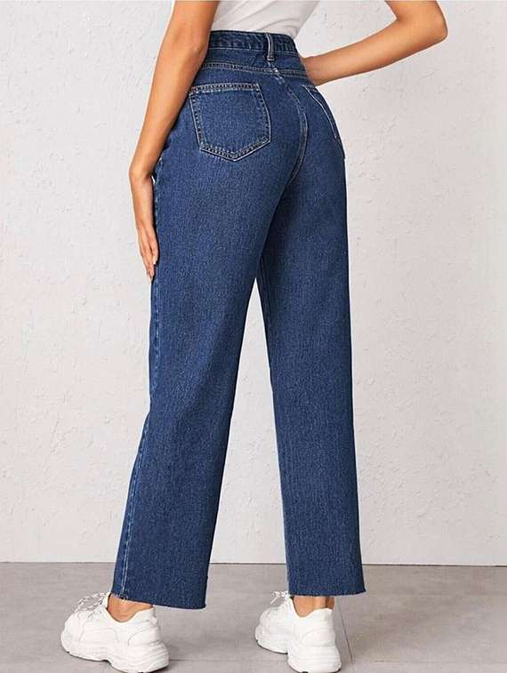 women solid high rise straight jeans - 22376276 -  Standard Image - 2