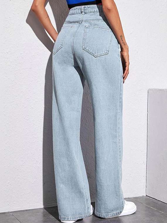 women solid high rise wide leg jeans - 22376282 -  Standard Image - 2