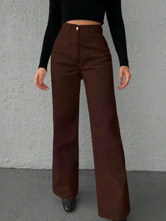 women solid high rise straight jeans - 22376288 -  Standard Image - 2