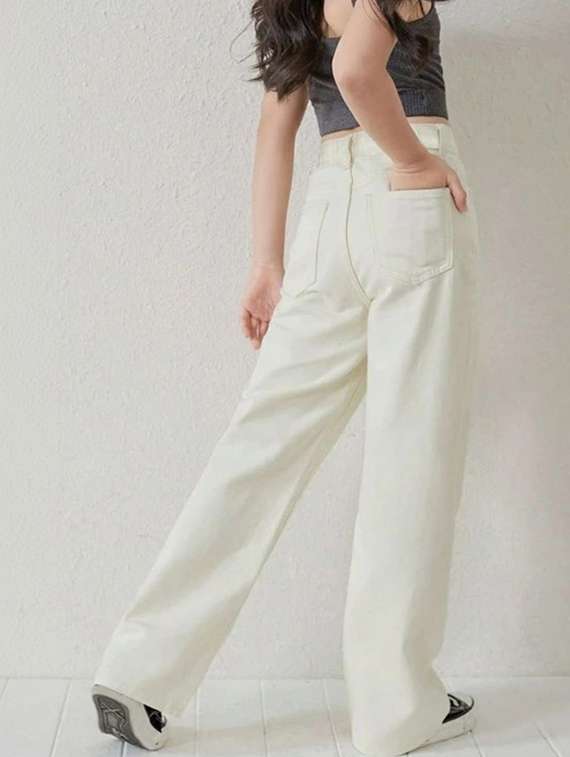 women solid high rise straight jeans - 22376348 -  Standard Image - 2