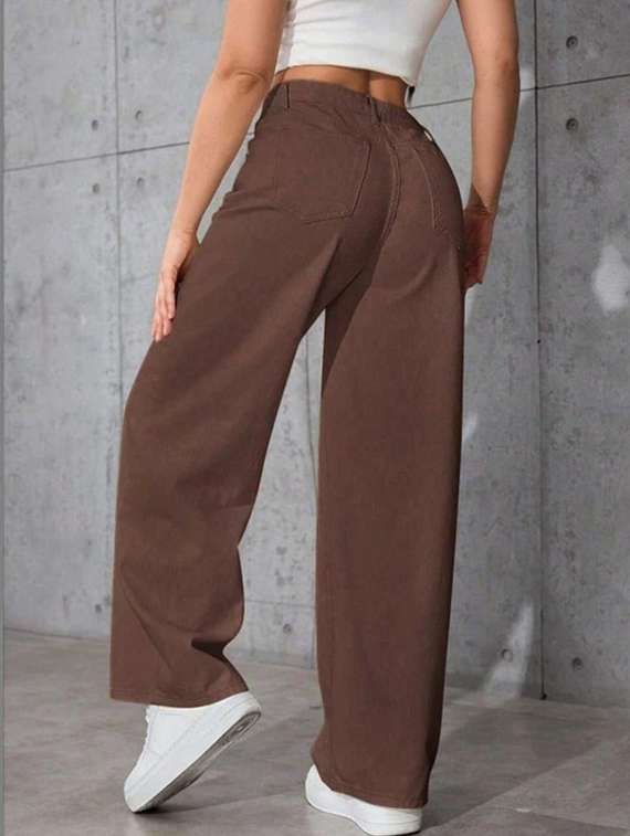 women solid high rise wide leg jeans - 22376357 -  Standard Image - 2