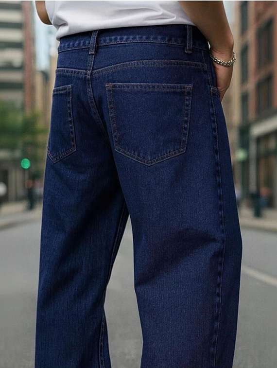 men solid mid rise baggy jeans - 22376362 -  Standard Image - 2
