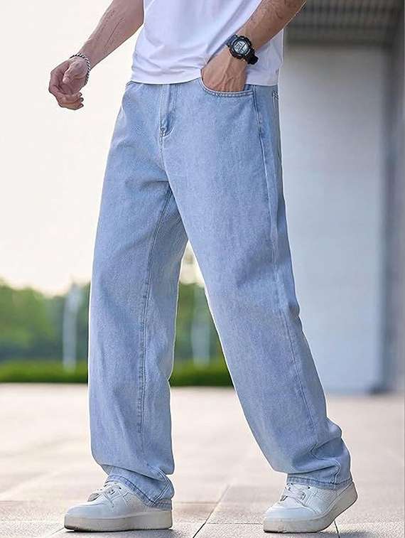 men solid mid rise relaxed jeans