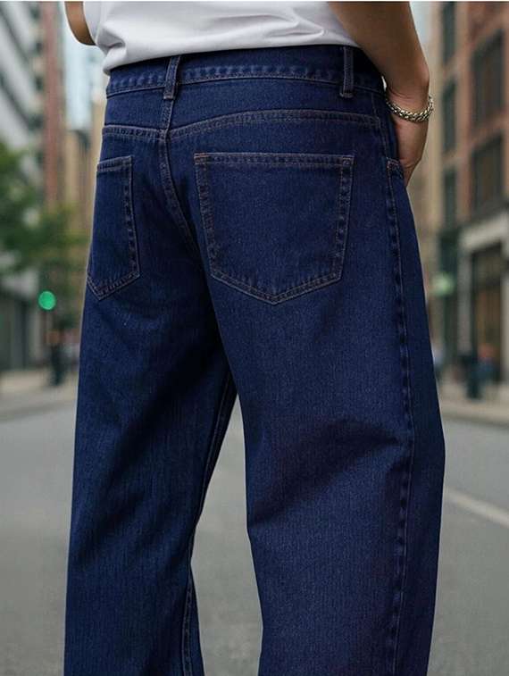 men solid mid rise baggy jeans - 22376387 -  Standard Image - 2