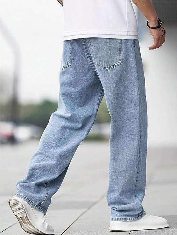 men solid mid rise baggy jeans - 22376388 -  Standard Image - 2