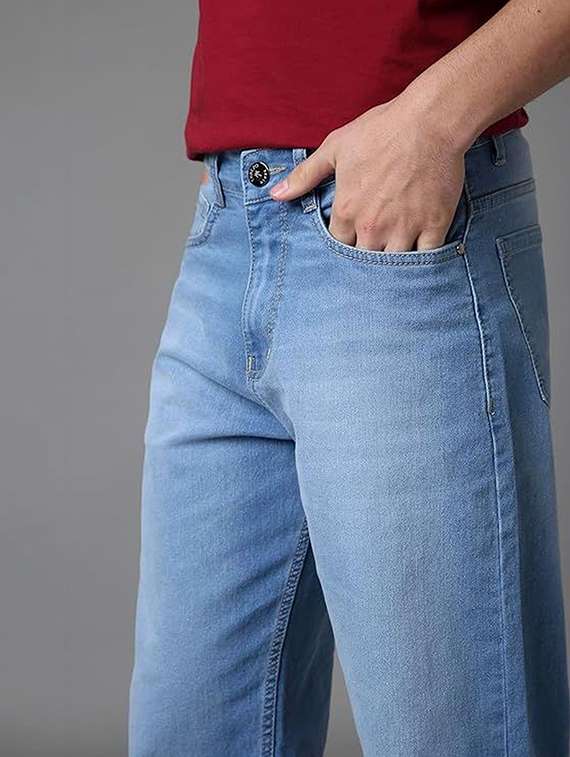 men solid mid rise straight jeans - 22376400 -  Standard Image - 2