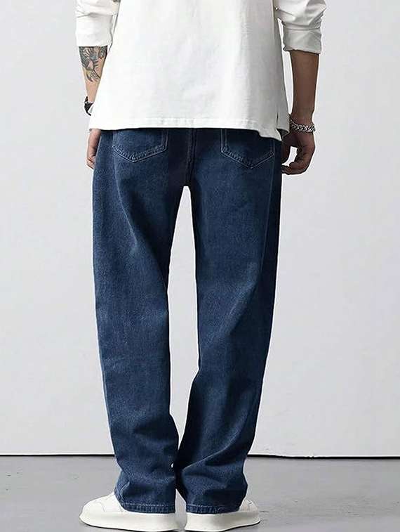 men solid mid rise baggy jeans - 22376412 -  Standard Image - 2
