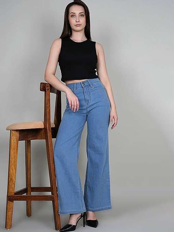 women solid high rise bootcut jeans - 22376478 -  Standard Image - 2