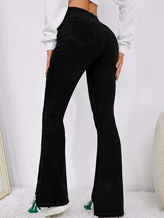 women solid high rise bootcut jeans - 22376479 -  Standard Image - 2