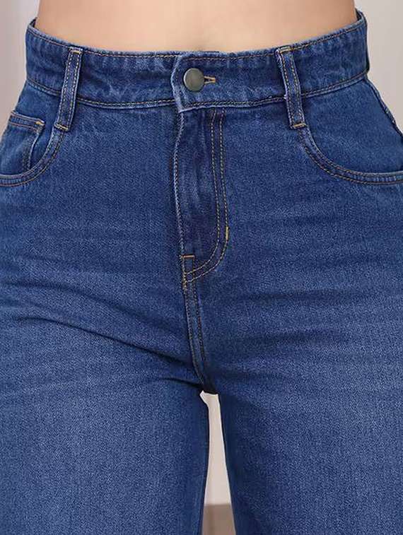 women solid high rise wide leg jeans - 22376486 -  Standard Image - 2