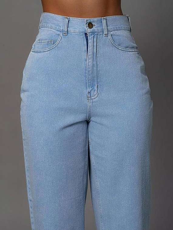 women solid high rise straight jeans - 22376487 -  Standard Image - 2