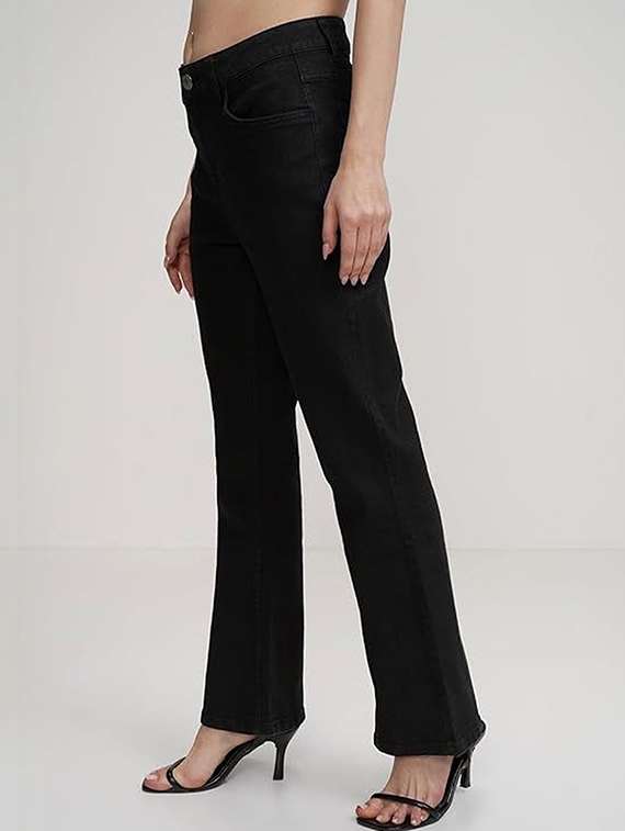 women solid high rise bootcut jeans - 22376488 -  Standard Image - 2