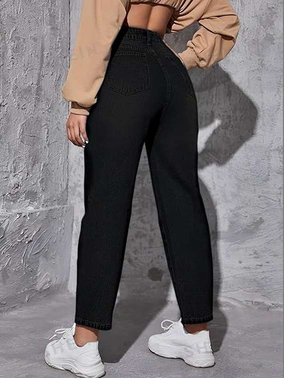 women solid high rise mom fit jeans - 22376499 -  Standard Image - 2