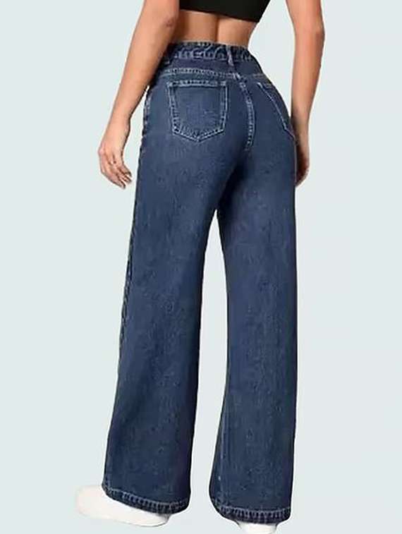 women solid high rise wide leg jeans - 22376503 -  Standard Image - 2