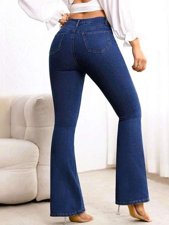 women solid high rise bootcut jeans - 22376506 -  Standard Image - 2