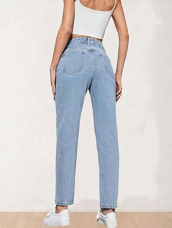 women solid high rise mom fit jeans - 22376510 -  Standard Image - 2