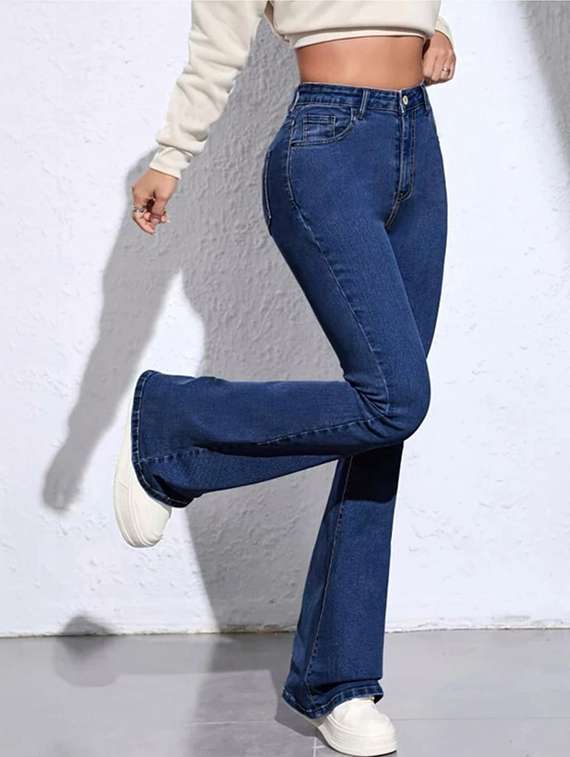 women solid high rise bootcut jeans - 22376515 -  Standard Image - 2