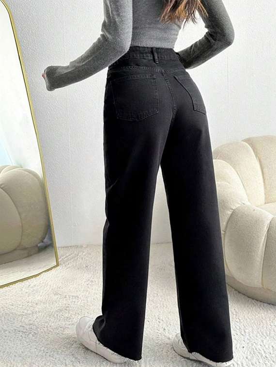 women solid high rise relaxed fit jeans - 22376520 -  Standard Image - 2