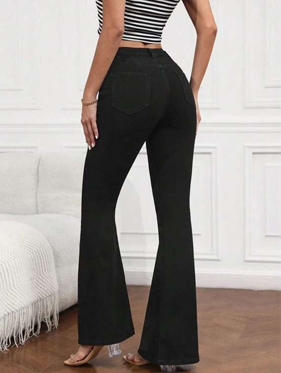 women solid high rise bootcut jeans - 22376532 -  Standard Image - 2