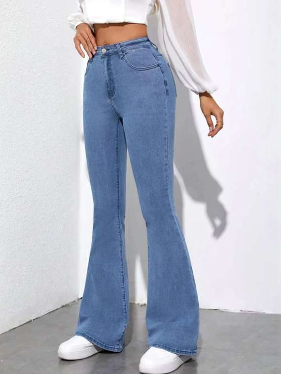 women solid high rise bootcut jeans - 22376533 -  Standard Image - 2