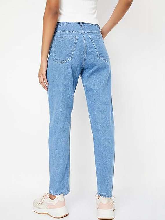 women solid high rise mom fit jeans - 22376546 -  Standard Image - 2