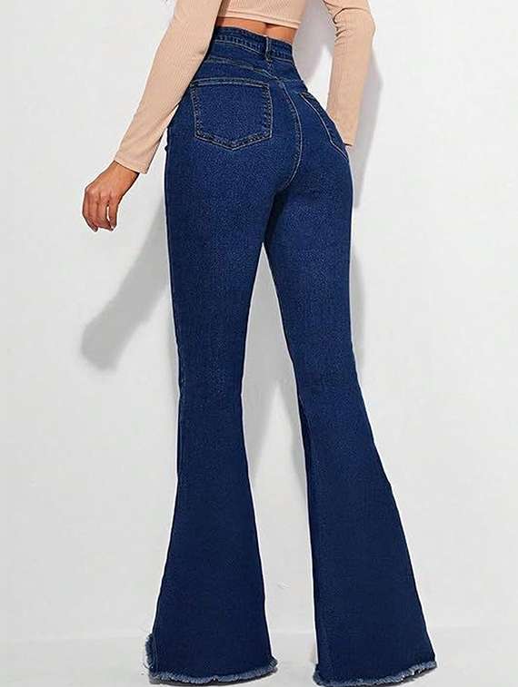 women solid high rise bootcut jeans - 22376569 -  Standard Image - 2