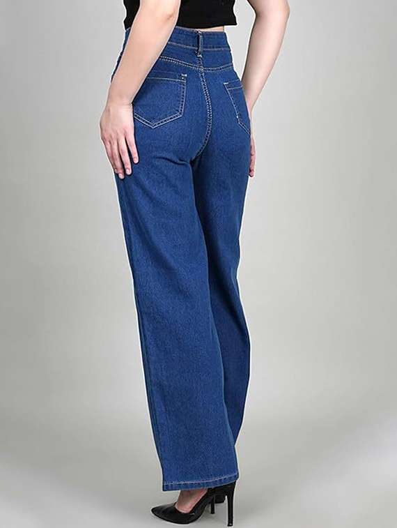 women solid high rise straight jeans - 22376575 -  Standard Image - 2