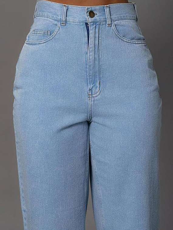 women solid high rise straight jeans - 22376576 -  Standard Image - 2