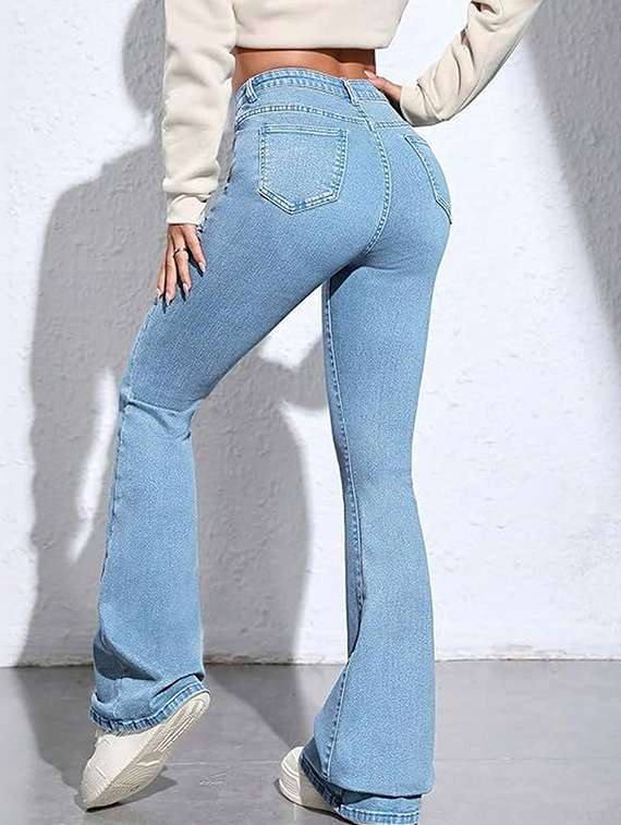 women solid high rise bootcut jeans - 22376579 -  Standard Image - 2