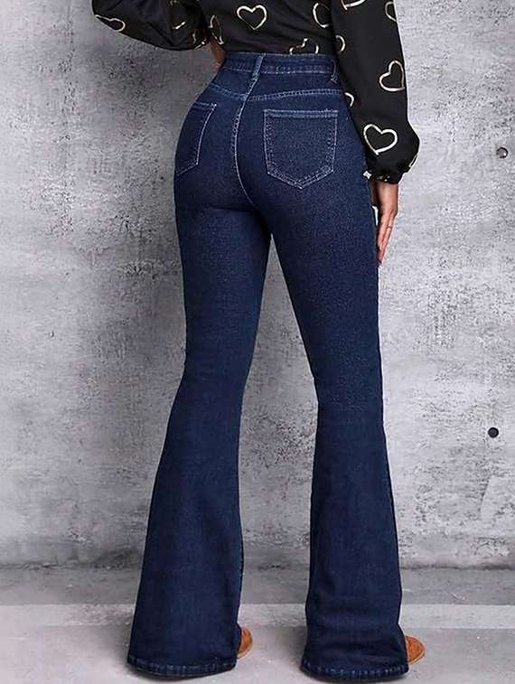 women solid high rise bootcut jeans - 22376584 -  Standard Image - 2