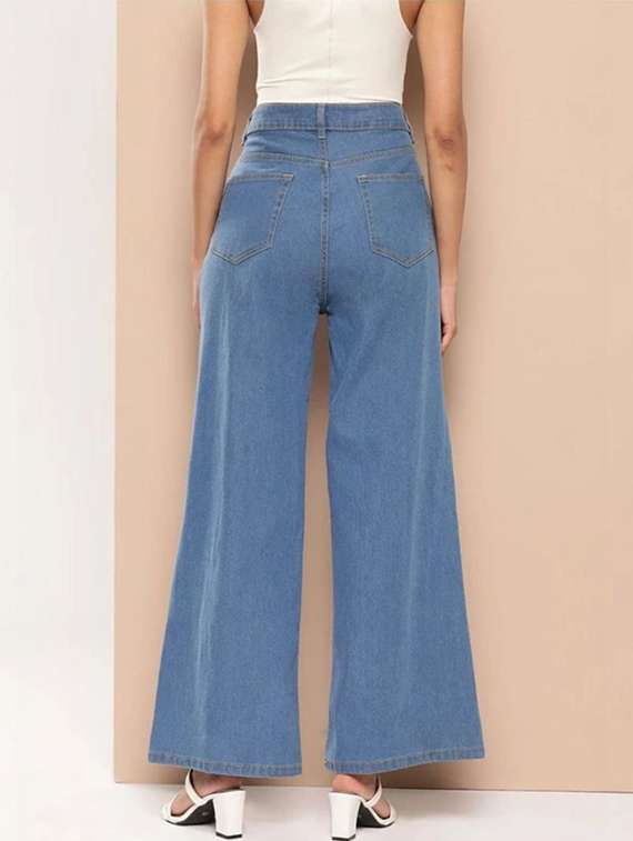 women solid high rise wide leg jeans - 22376591 -  Standard Image - 2