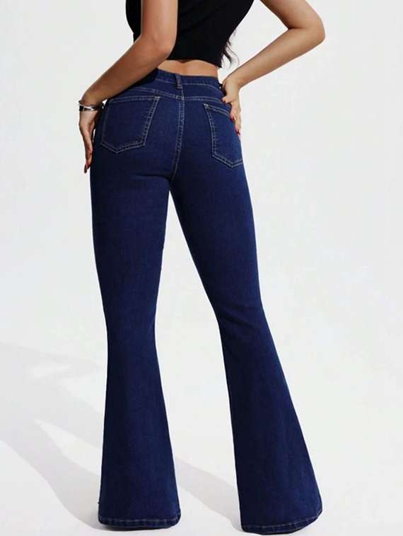 women solid high rise bootcut jeans - 22376593 -  Standard Image - 2