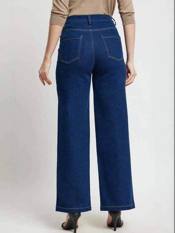 women solid high rise wide leg jeans - 22376599 -  Standard Image - 2