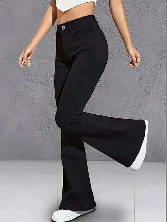 women solid high rise bootcut jeans - 22376601 -  Standard Image - 2