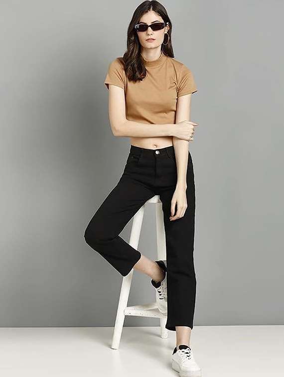 women solid mid rise boyfriend fit jeans - 22376604 -  Standard Image - 2