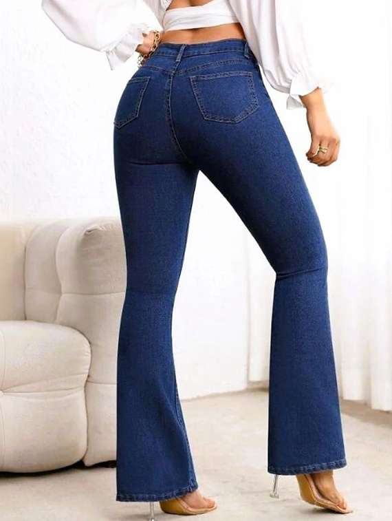 women solid high rise bootcut jeans - 22376611 -  Standard Image - 2
