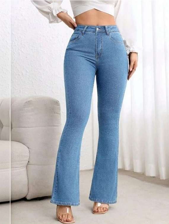 women solid high rise bootcut jeans - 22376620 -  Standard Image - 2