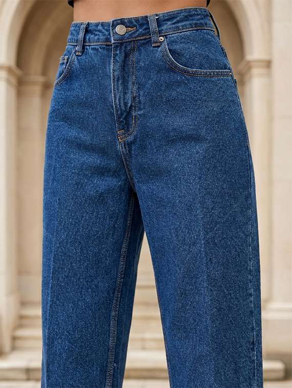 women solid high rise straight jeans - 22376633 -  Standard Image - 2