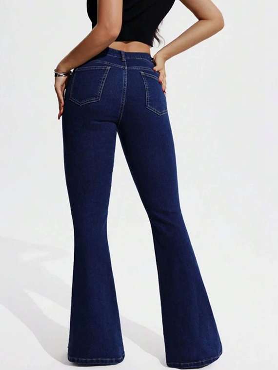 women solid high rise bootcut jeans - 22376636 -  Standard Image - 2