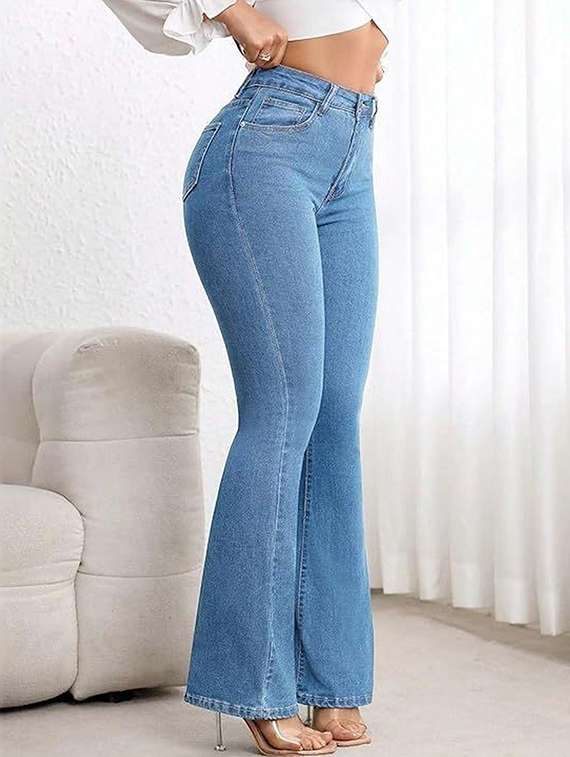 women solid high rise bootcut jeans - 22376637 -  Standard Image - 2