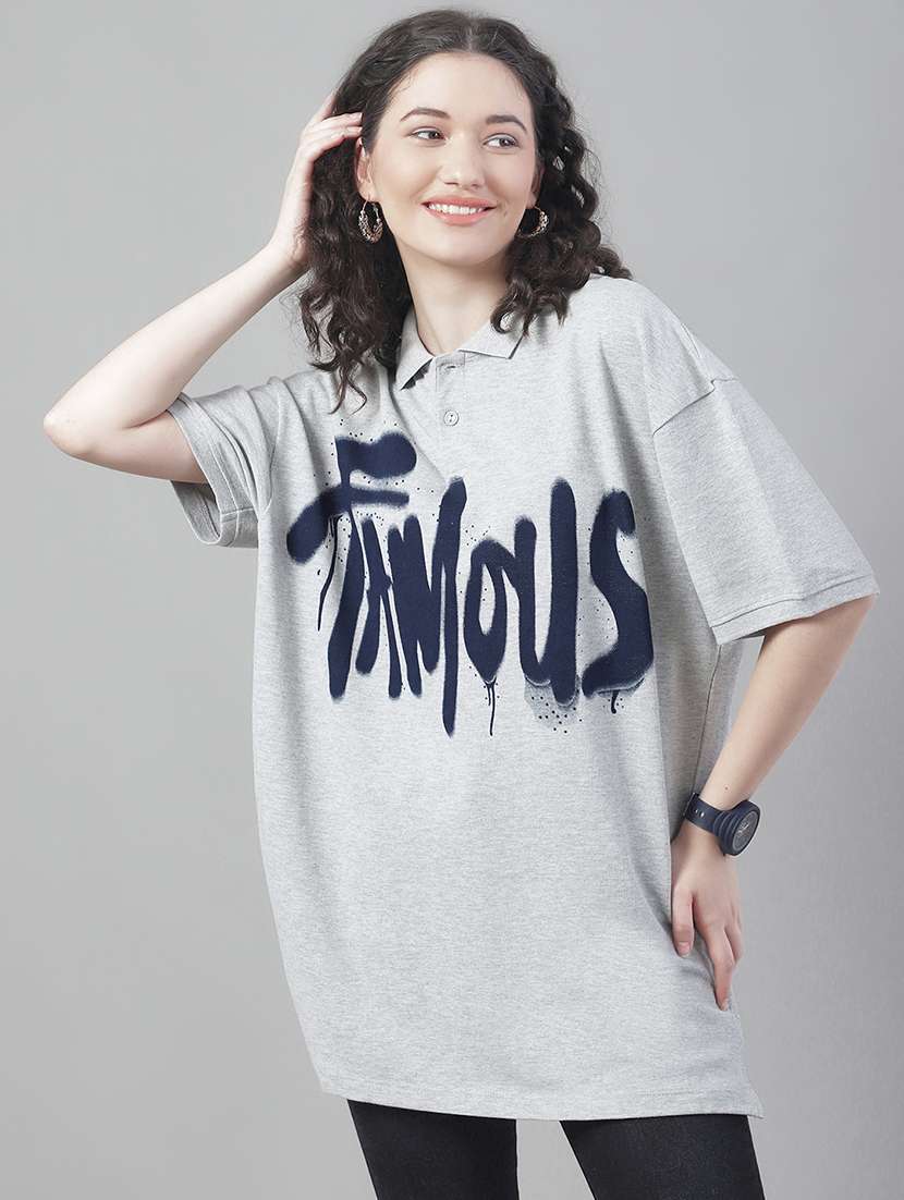 women printed short sleeve oversized t-shirt