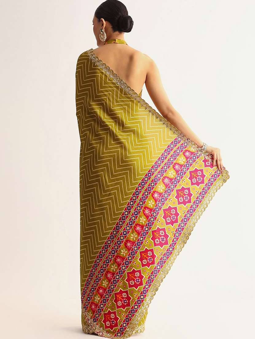 women chevron printed saree with blouse - 22376677 -  Standard Image - 2